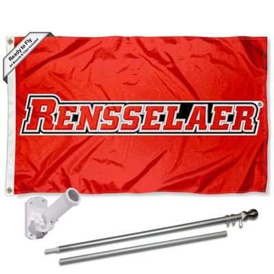 College Flags & Banners Co. Rensselaer Engineers Flag and Pole Bracket Mount Bundle