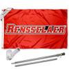 College Flags & Banners Co. Rensselaer Engineers Flag and Pole Bracket Mount Bundle view 1