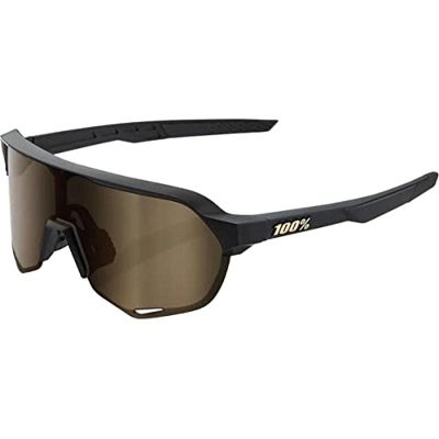 100% S2 Sport Performance Cycling Sunglasses (Matte Black - Soft Gold Mirror Lens)