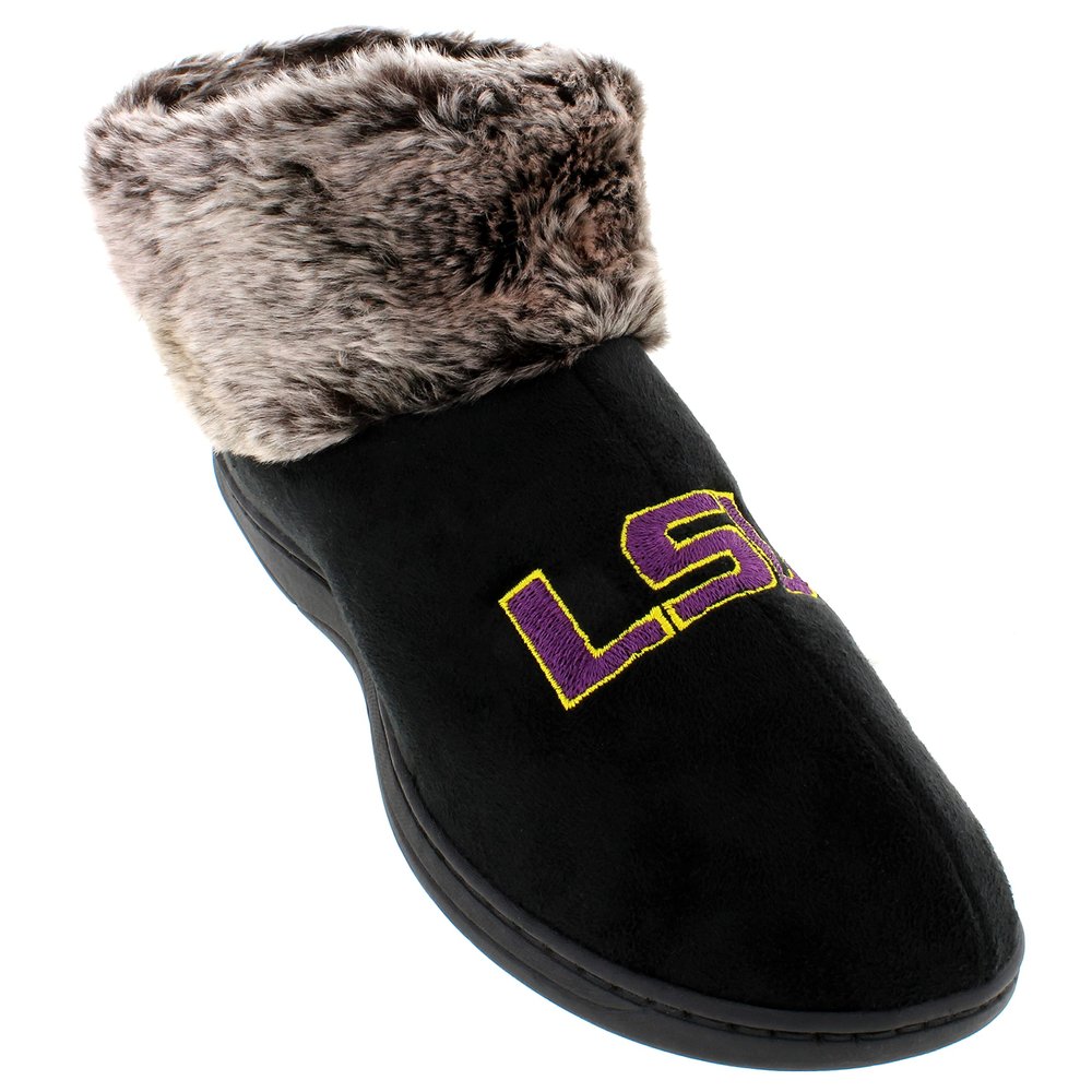 Comfy Feet Everything Comfy LSU Tigers Faux Sheepskin Furry Top Slipper - Large