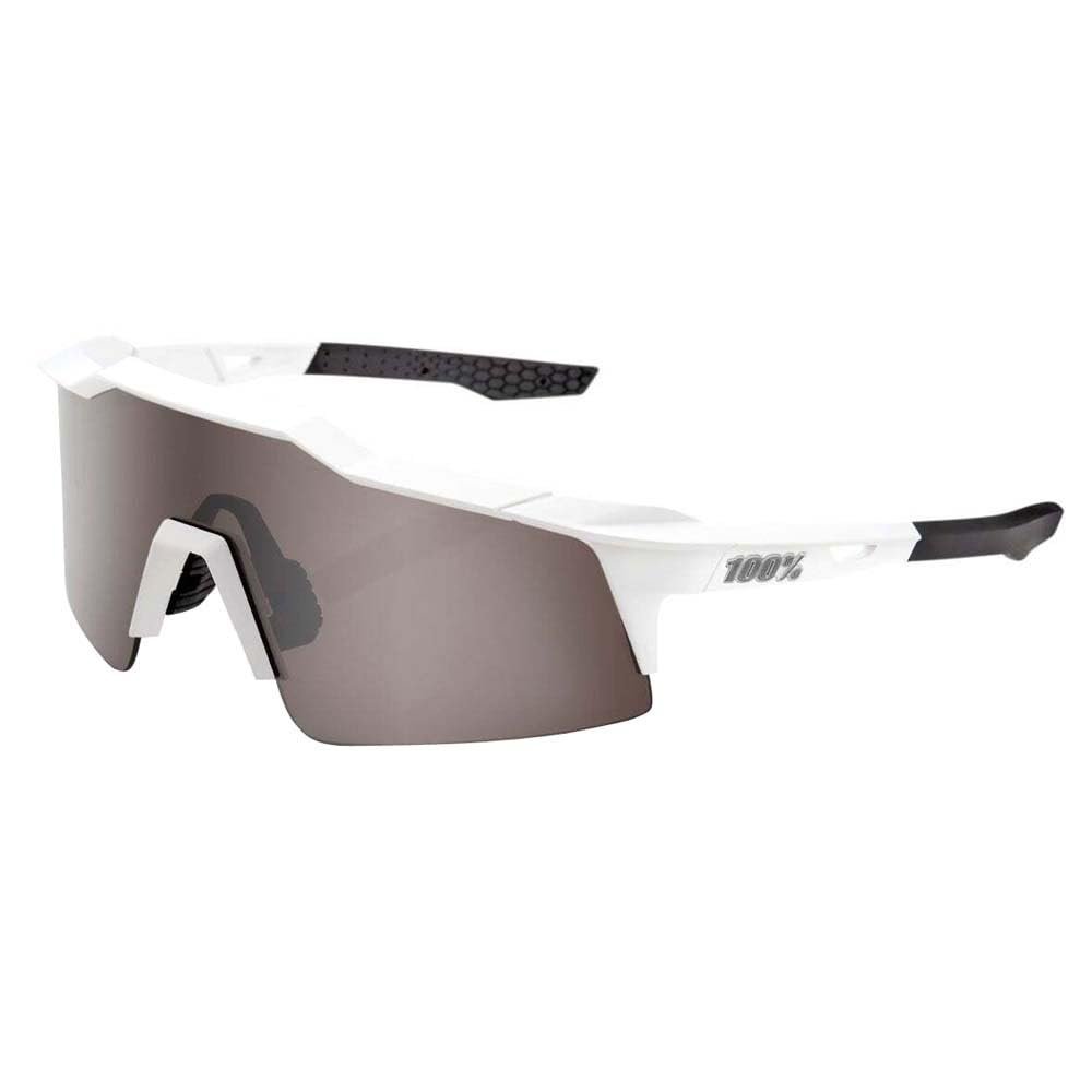 100% Speedcraft SL Sport Performance Sunglasses - Sport and Cycling Eyewear (Matte White - HiPER Silver Mirror)