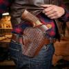 Thumb Break Leather Holster for Taurus 856 Defender 3" Barrel - Basket Weave - Genuine Leather - Right or Left Handed (Right) view 2