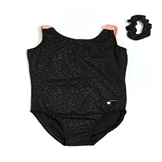 Destira Gymnastics Leotard for Girls, Black Jaguar, Super Soft Fabric Athletic Wear Leotards for Gymnastics, Dance, Cheer, Yoga, and More, Child L (10)
