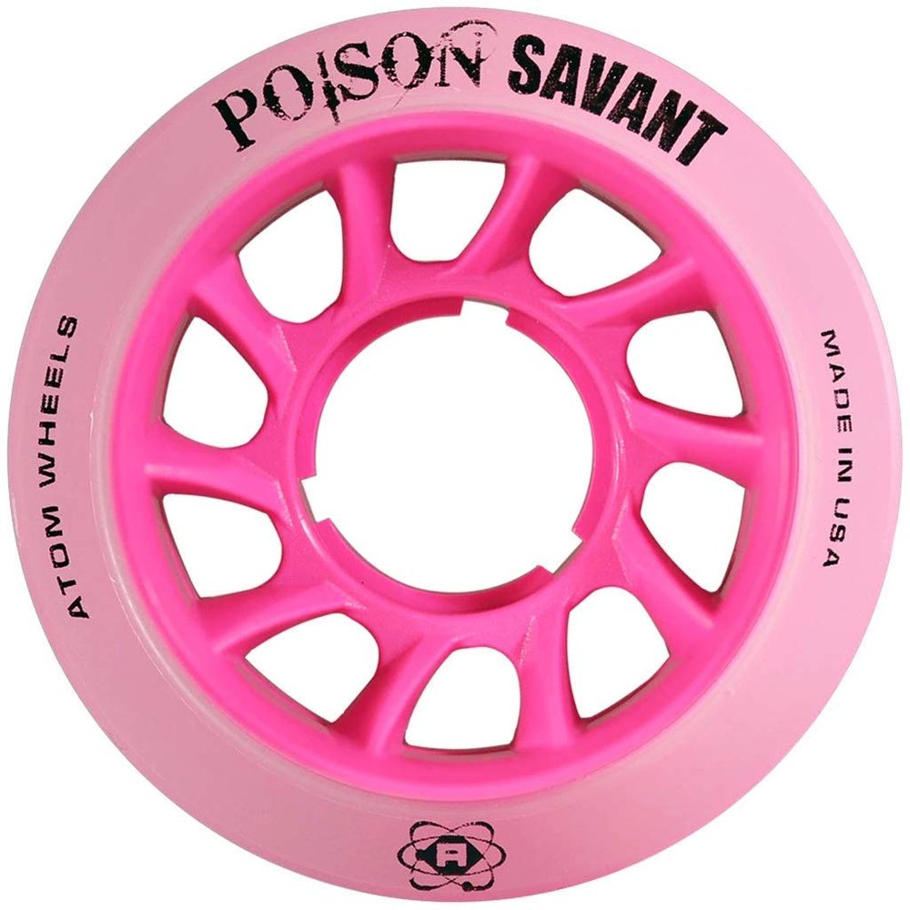 Atom Skates Poison Savant Skate Wheels Pink 2 Packs - 8 Wheels / 59mm x 38mm