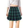 TONCHENGSD Women's High Waist Pleated Mini Skirt Skater Tennis Skirt (Green Plaid 03, XS) view 2
