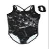 Destira Unbreakable Cami-Style Gymnastics Leotard for Girls, Black and White Marble Sofy Lycra, Child XL (12) view 1