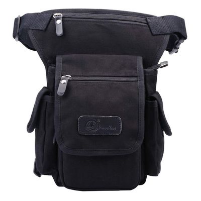 Canvas Drop Leg Bag Waist Pack Thigh Bag for Men Women Tactical Military Motorcycle Bike Cycling Hiking Camping Outdoor Travel Sling Crossbody Pouch Pack Pocket Daypack (Black)