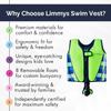 Limmys Premium Kids Swim Vest - Toddler Swim Jacket and Buoyancy Swimming Aid - Modern Design Swimming Vest for Boys, Girls and Babies - with Drawstring Bag view 3