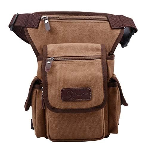Canvas Drop Leg Bag Waist Pack Thigh Bag for Men Women Tactical Military Motorcycle Bike Cycling Hiking Camping Outdoor Travel Sling Crossbody Pouch Pack Pocket Daypack (Brown)