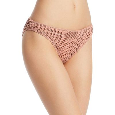 MINKPINK Womens Adrift Cheeky Crochet Bikini Swim Bottom Pink S
