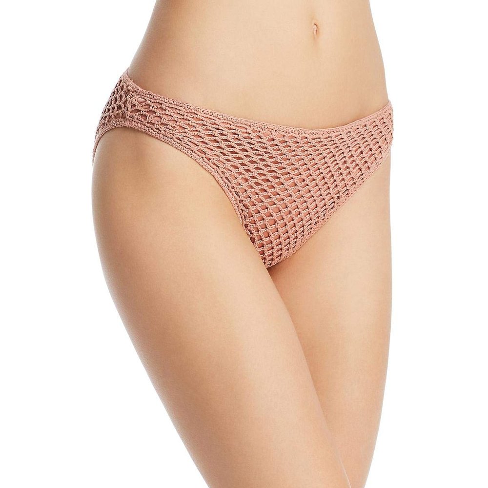 MINKPINK Womens Adrift Cheeky Crochet Bikini Swim Bottom Pink S
