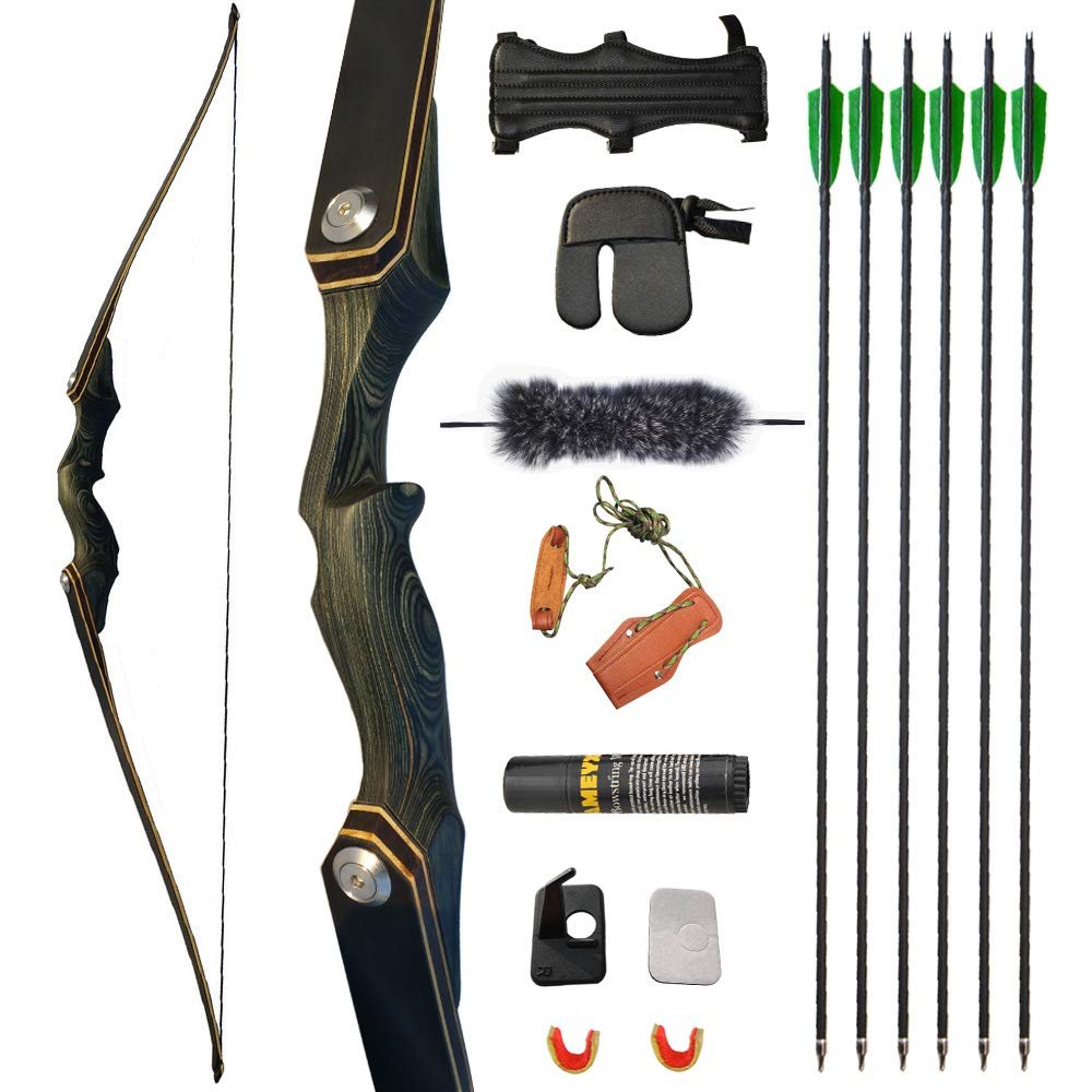 60 Inch Archery Takedown Longbow and Arrow Set Hunting Target Recurve Bow 25-60lbs Handmade Traditional Longbow Kit for Adult Youth Beginner Right or Left Hand (Bow Set Right Hand, 35lbs)