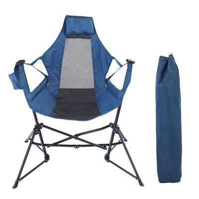 ALPHA CAMP Portable Hammock Camping Chair Oversized Folding Rocking Chair with Headrest and Cup Holder for Travel, Picnic, Patio, Fishing, Supports 300lbs
