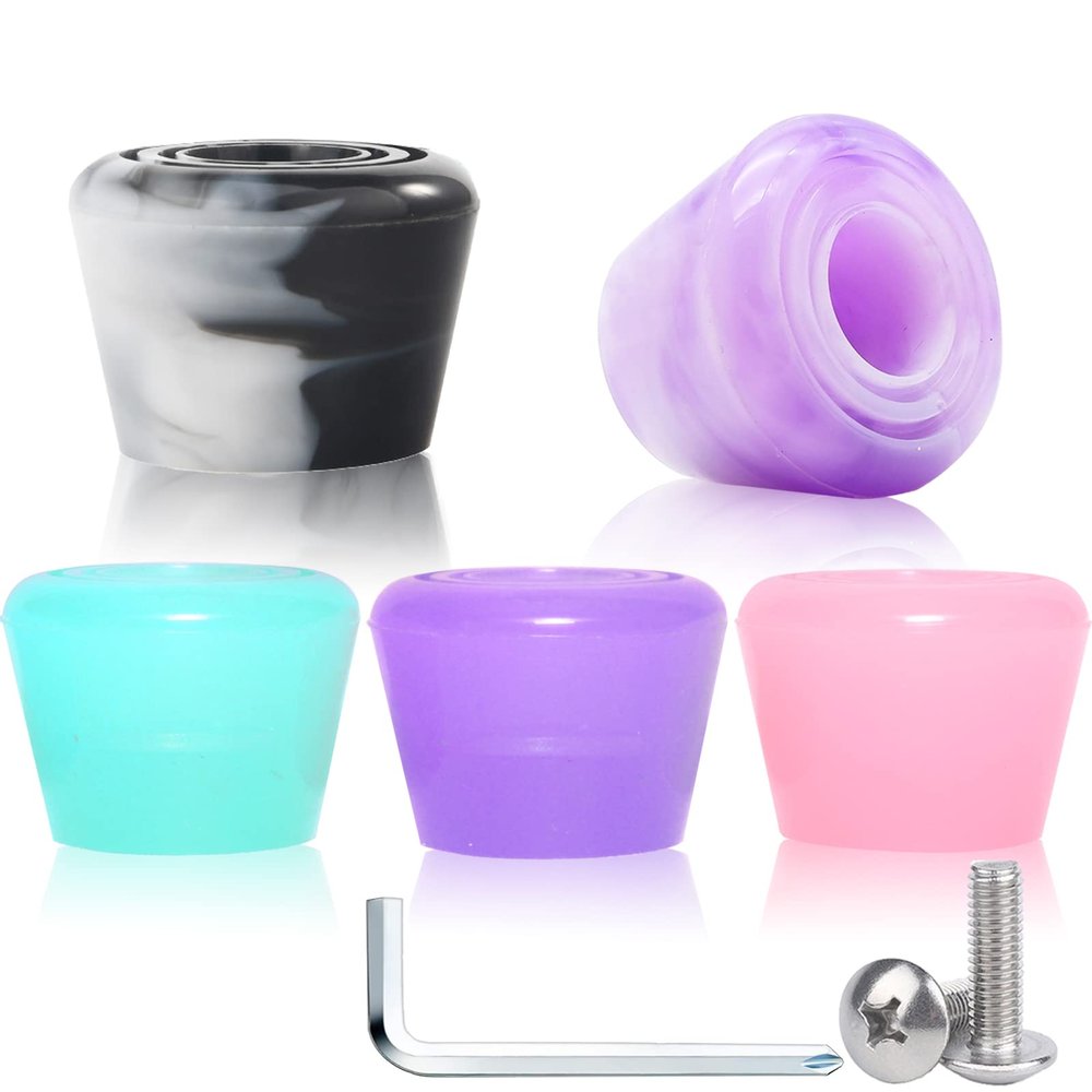 VNAKER PU Rubber Roller Skate Toe Stoppers 1 Pair with Screws Jelly Blue