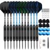 12 Pack Darts Metal Tip Set 24 Grams, Steel Tip Darts with Premium Black Blue Aluminum Shafts, Extra 50 Rubber O-Rings 6 Nylon Shafts 12 Spring Rings 16 Flights Protector 1 Tool Kit view 1