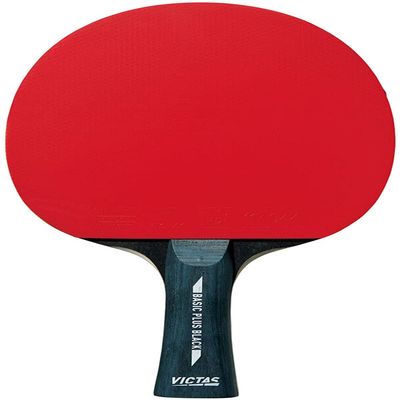Victoras 320050 Table Tennis Racket, Rubber Clamped Racket, Basic Black, Shake Hand, Flare