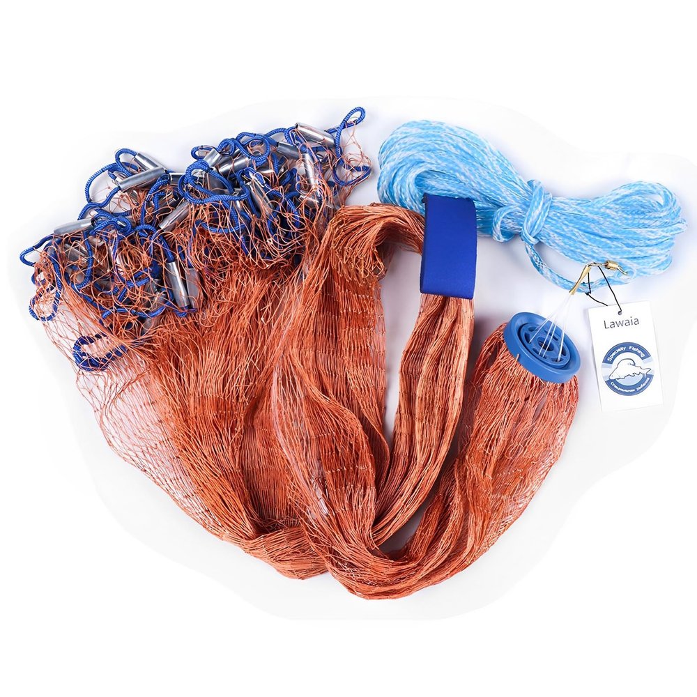 Lawaia Saltwater Fishing Cast Net for Bait Trap Fish Throw Net. Size 4FT/5FT/6FT/7FT/8FT/9FT/10FT/11FT/12FT Radius Tire Lines Freshwater Casting Nets