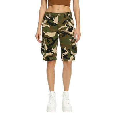 OCHENTA Women's Camo Cargo Casual Shorts with 6 Pockets Military Work Outdoor Summer Long Shorts Camo M 14