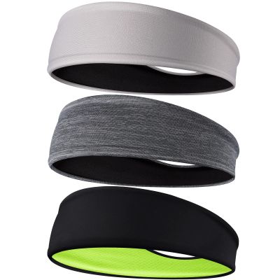 Braylin Men's Headbands, 3-Pack Head Band for Men, Sport Sweatbands for Running Fitness Yoga Cycling, Sweat Wicking Non Slip