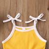 FYBITBO Toddler Infant Baby Girl Clothing Ribbed One Piece Halter Jumpsuit Overalls Shorts Cute Summer Outfits (12-18 Months,Yellow,) view 2