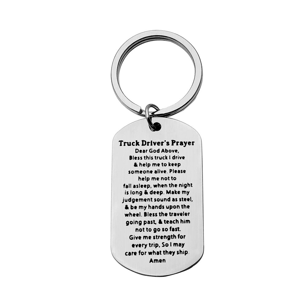 Baixian Trucker Keychain Truck Driver's Prayer Gift for Truck Drivers Men Dad Son Grandpa Husband Boyfriend for Christmas Birthday Long Distance Relationship Gift for Trucker Prayer Present