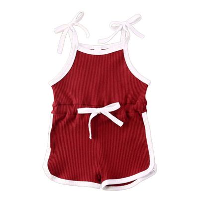 Toddler Infant Baby Girl Clothing Ribbed One Piece Halter Jumpsuit Overalls Shorts Cute Summer Outfits (3-4T,Red Wine,)