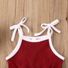 Toddler Infant Baby Girl Clothing Ribbed One Piece Halter Jumpsuit Overalls Shorts Cute Summer Outfits (3-4T,Red Wine,) view 2