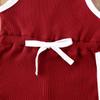 Toddler Infant Baby Girl Clothing Ribbed One Piece Halter Jumpsuit Overalls Shorts Cute Summer Outfits (3-4T,Red Wine,) view 3