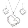 MXXGMYJ Wedding Jewelry Mother's Day Gifts Double Heart Pendant Necklace and Earring Set for Mom Women Bride Bridesmaids view 1
