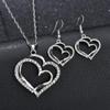 MXXGMYJ Wedding Jewelry Mother's Day Gifts Double Heart Pendant Necklace and Earring Set for Mom Women Bride Bridesmaids view 2