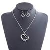 MXXGMYJ Wedding Jewelry Mother's Day Gifts Double Heart Pendant Necklace and Earring Set for Mom Women Bride Bridesmaids view 4