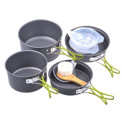 1set Portable Camping Cookware Kit Non-Stick Cookware for People Lightweight Cooking Pot Hiking Picnics and Outdoor Cooking