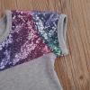 6M-7T Toddler Baby Girl Summer Clothes Set Cool Sequins T-Shirts Tees Tops Short Pants 2PCS Baby Girl Outfit Set (A Grey, 6T-7T) view 4