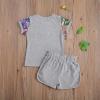 6M-7T Toddler Baby Girl Summer Clothes Set Cool Sequins T-Shirts Tees Tops Short Pants 2PCS Baby Girl Outfit Set (A Grey, 5T-6T) view 2