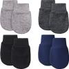 4 Pairs Newborn Baby Mittens Infant No Scratch Mittens Gloves 0-6 Months (Gray, Navy Blue, Black, Dark Gray) view 1