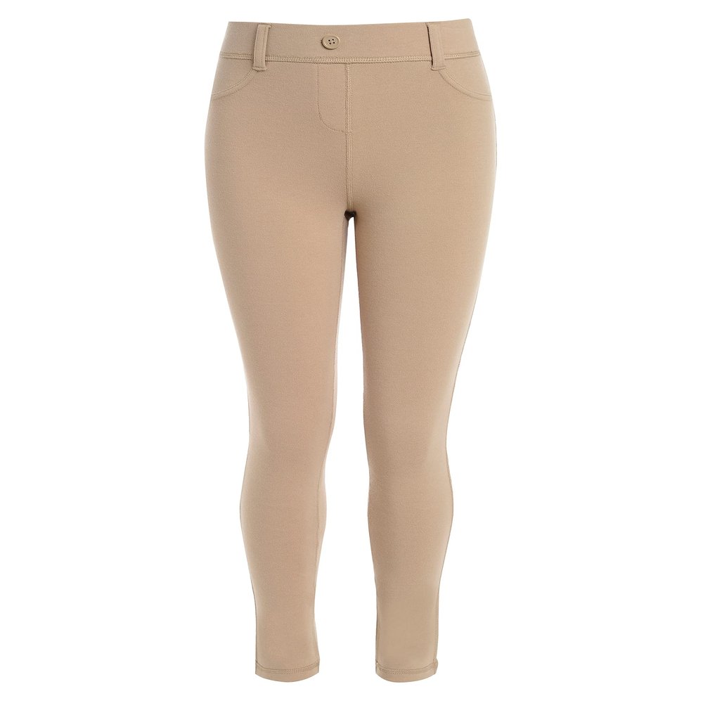 Izod Girls School Uniform Sensory-Friendly Jegging, Soft Fabric with Flattened Seams, Tagless Pants, Khaki, 12 US