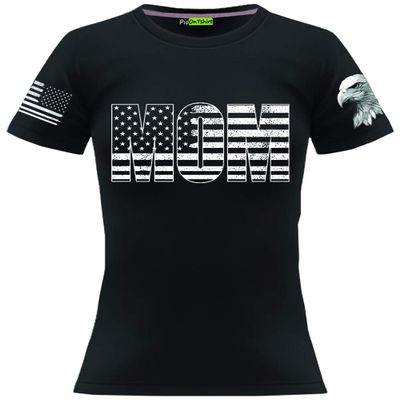100% Cotton USA American Flag Shirts Military Mom Shirt for Women Army Marine Tshirts Mother Gift XL