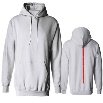 0058. American Flag Thin Red Line Firefighter Support Seal Sweatshirt Pullover Hoodie (White, Small)