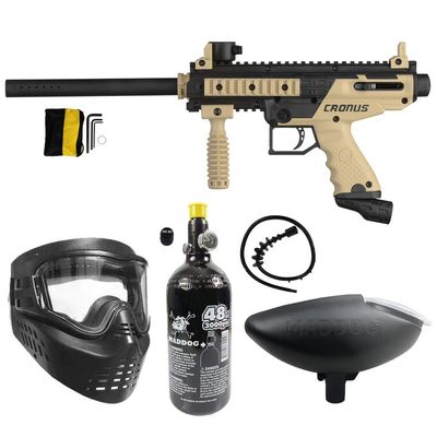 Maddog Tippmann Cronus Basic Paintball Gun Marker and Accessory Starter Package [HPA] |Bronze Kit - Marker, 48ci/3000psi Compressed Air Tank, Mask, Hopper