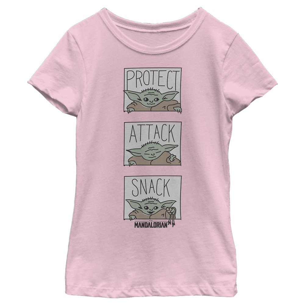 The Mandalorian Girl's Star Wars The Child Protect Attack Snack T-Shirt - Light Pink - Large