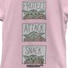 The Mandalorian Girl's Star Wars The Child Protect Attack Snack T-Shirt - Light Pink - Large view 3