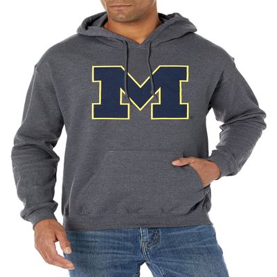 Blue 84 Men's Michigan Wolverines Hoodie Dark Heather Icon, Dark Heather, Medium
