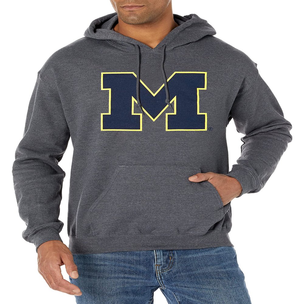 Blue 84 Men's Michigan Wolverines Hoodie Dark Heather Icon, Dark Heather, Medium