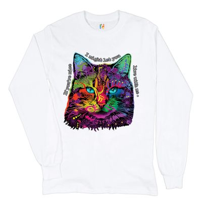 If You're Nice I Might Let You Live with Me Long Sleeve T-Shirt Andy Maxx Cat White Small