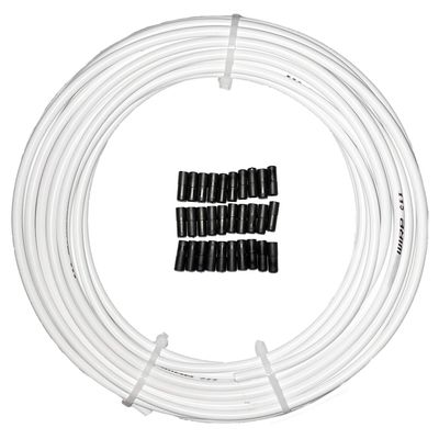 Farbetter Lined Bicycle Brake Cable Housing, 5mm x 50ft, Including 30 PCS Cable End Caps Kit, The Most Trusted DIY Set for SRAM/Shimano Mountain Bike Road Bike (White)