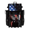 Boombah Rolling Superpack 2.0 Baseball/Softball Gear Bag - 23-1/2" x 13-1/2" x 9-1/2" - Black Ops Black/Royal Blue/Red - Telescopic Handle - Holds 4 Bats - Wheeled Version view 1