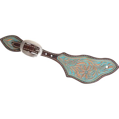 Martin Saddlery Turquoise Desert Flower Dyed Edged Rancher Spur Strap Turquoise N/A