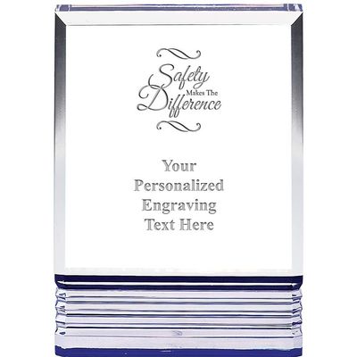 Engraved Safety Makes The Difference Custom Trophy - 7" Blue Rockwell Acrylic Award Safety Makes The Difference Tinted Blue Custom Trophy Award with Free Personalization Prime