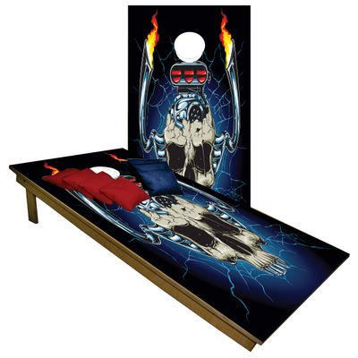 CornholeGamesUSA Handmade Premium Wooden Cornhole Board Set - Skull Series - Handmade in USA, Regulation Size 2'x4', Made of Baltic Birch | Includes 8 Cornhole Bags