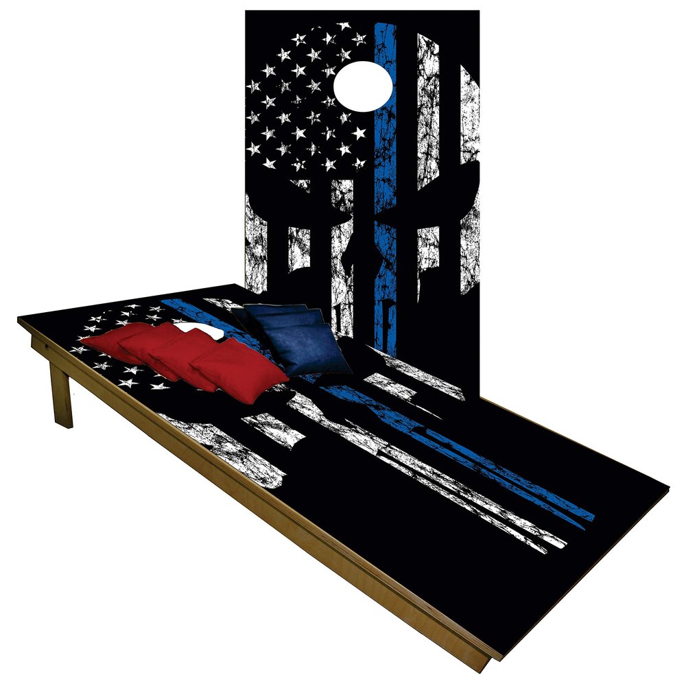 CornholeGamesUSA Handmade Premium Wooden Cornhole Board Set - Skull Series - Handmade in USA, Regulation Size 2'x4', Made of Baltic Birch | Includes 8 Cornhole Bags